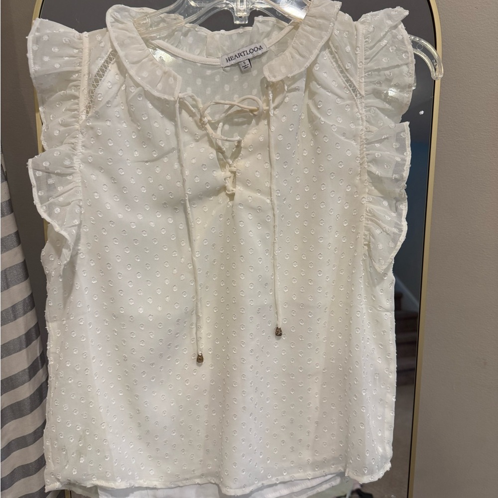 Heartloom White Ruffle Tie Blouse
